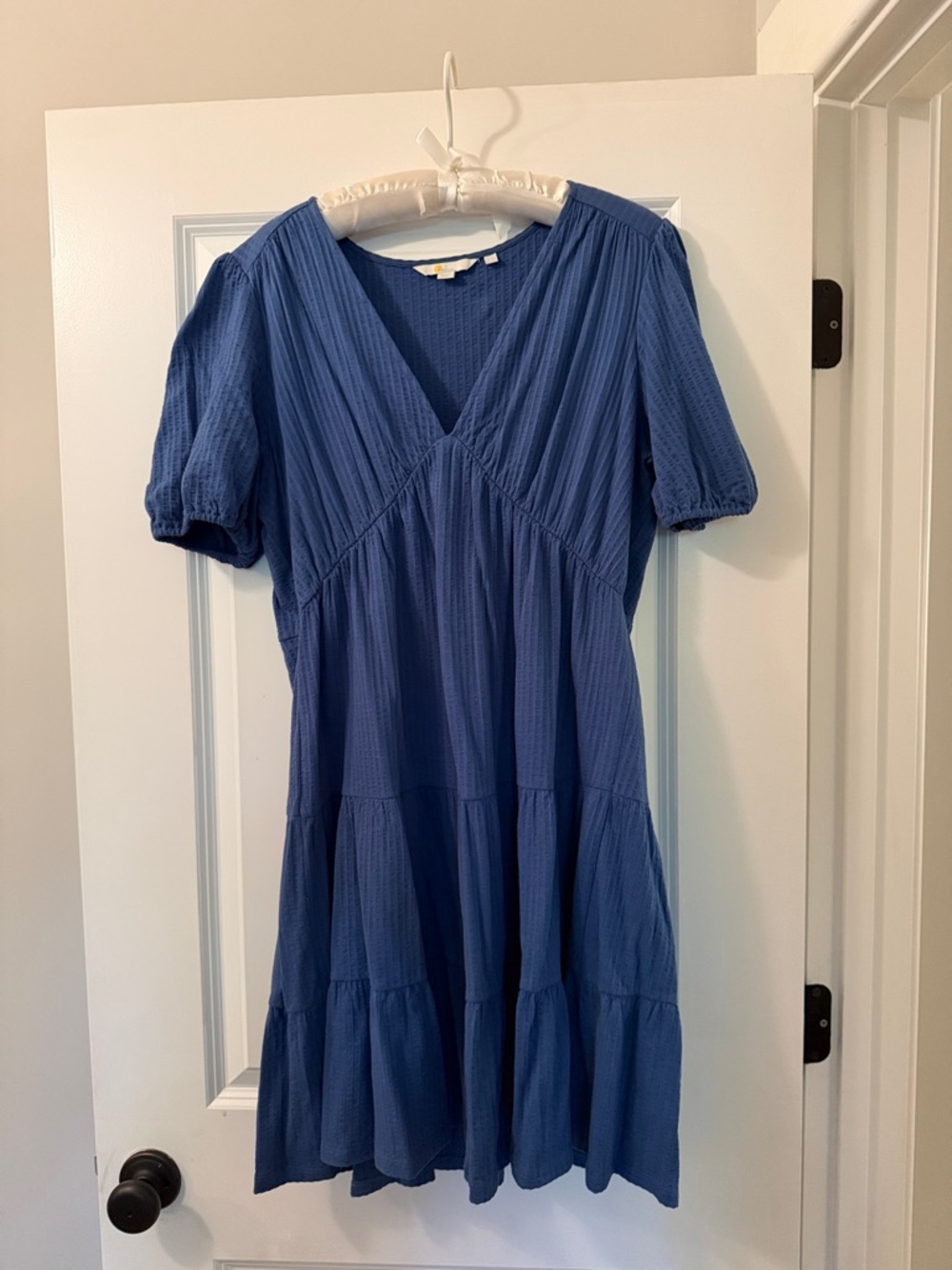 Boden Cornflower Blue V-Neck Tiered Mini Dress Size 12R - Picture 2 of 7